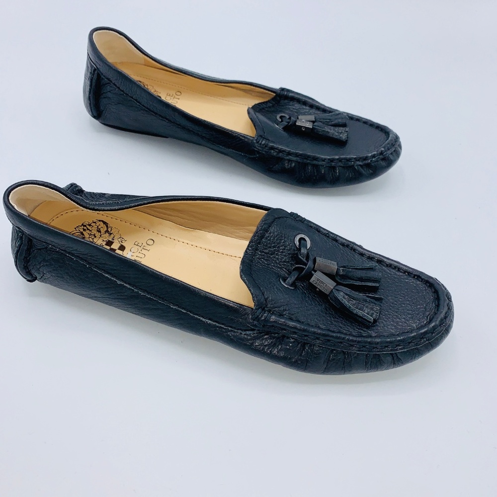 Vince Camuto Women Piercee Black Leather Moccasin - Picture 2 of 5